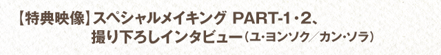 【特典映像】スペシャルメイキング PART-1・2、撮り下ろしインタビュー（ユ･ヨンソク／カン･ソラ）